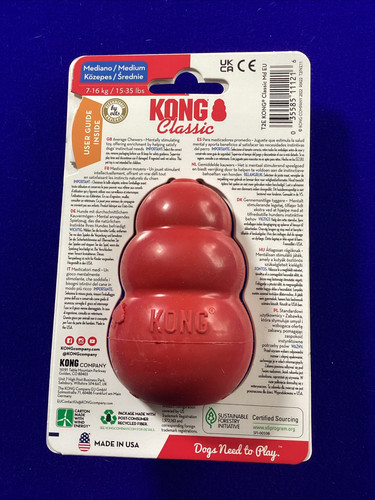 KONG Classic MEDIUM Rubber Treat Dispenser Dog (7-16kg) Toy - Red - Picture 2 of 2