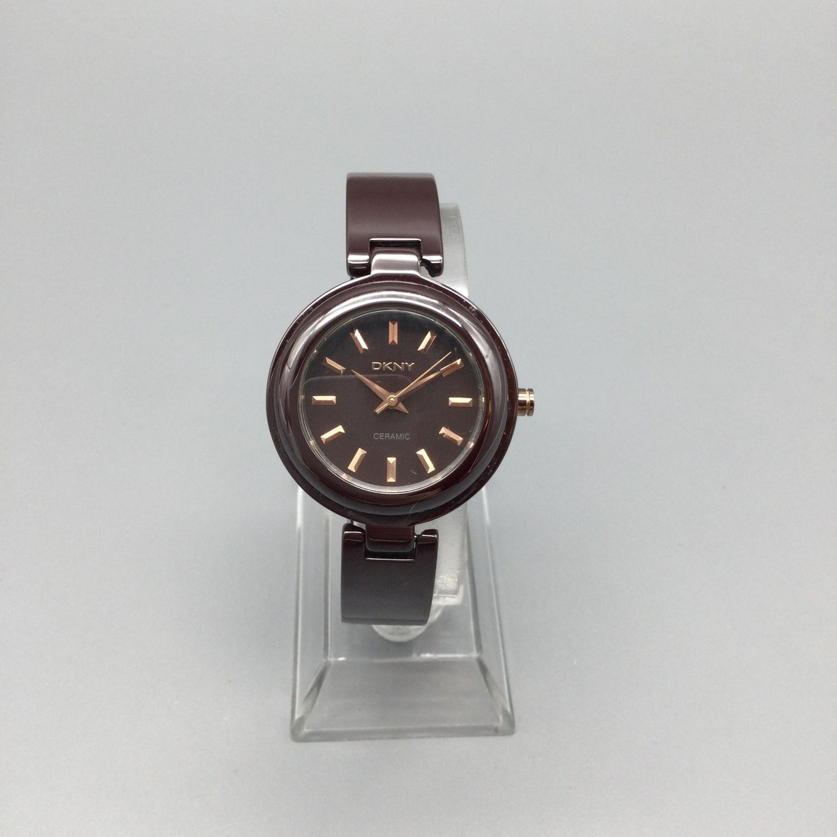 DKNY LADIE\'S BROWN AND SMOKE BLACK PERFECT MATCH WATCH NY8648 DKNY Womens Watch 27mm Brown Dial Brown Ceramic Bangle NY  main image 3