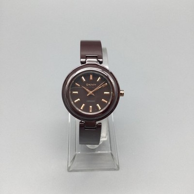 DKNY Womens Watch 27mm Brown Dial Brown Ceramic Bangle NY  display picture 2