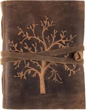 moonster® Diario in Pelle Vintage Albero della Vita, 240 Pagine in Cotone Tree