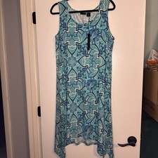 NWT Tahari Aquas Abstract Sleeveless Comfy Dress Sz 1X