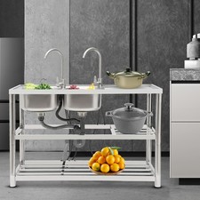 Restaurant Kitchen Sink,FreeStanding Commercial Kitchen Sink Set,Stainless Steel