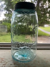 1 Vintage Mason Jar Quart with Zinc Lid 1858 Atlas Ball Blue Lot D - Hero Cross