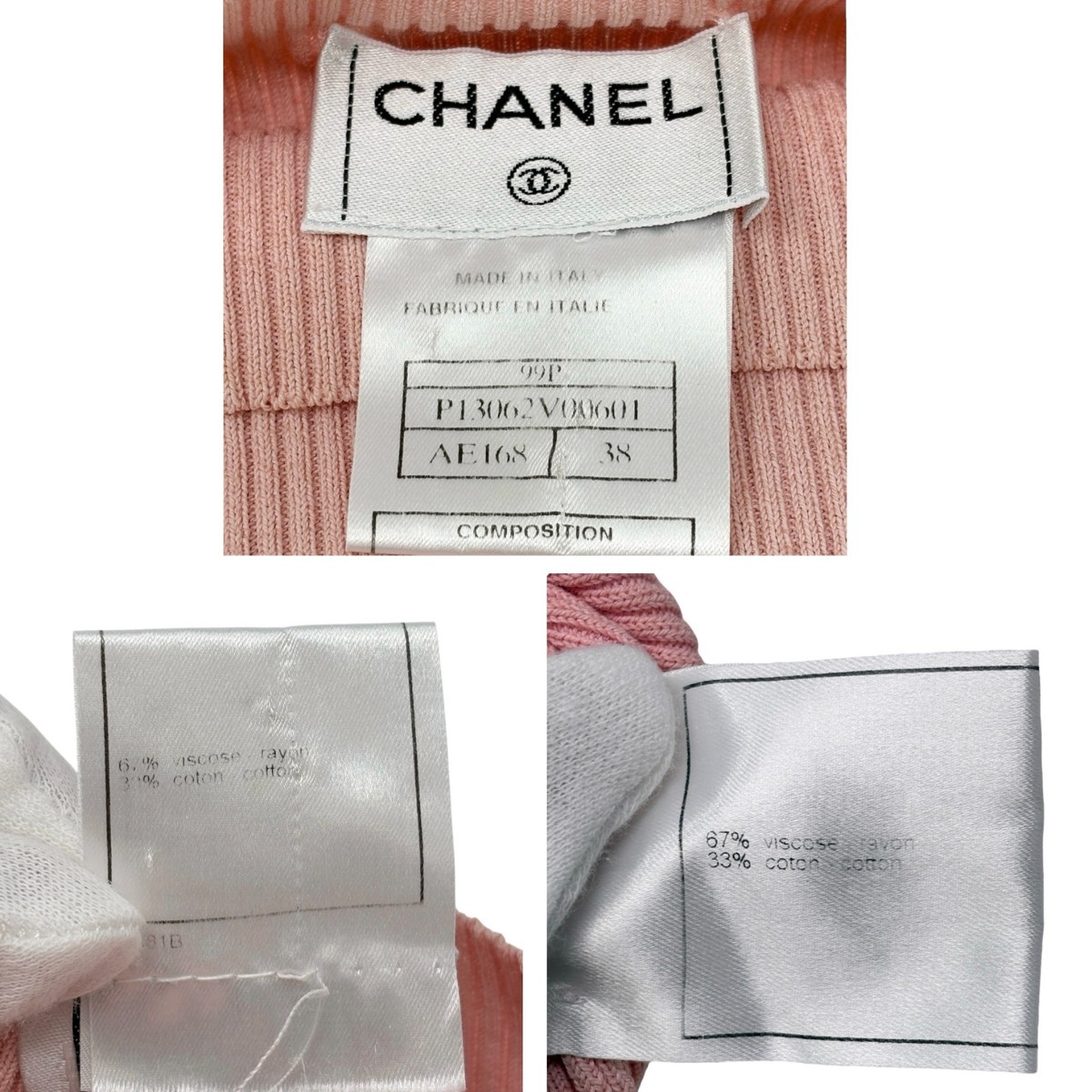 CHANEL Vintage 99P CC Logo Sleeveless Rib Knit Tank Top #38 Rayon