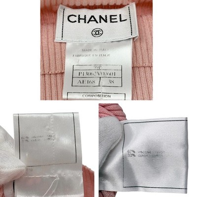 CHANEL Vintage 99P CC Logo Sleeveless Rib Knit Tank Top #38 Rayon