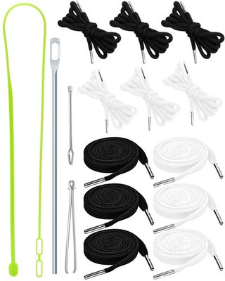 FIVEIZERO 16pcs Drawstring Cord Kit-12pcs Hoodie Strings Black and White 