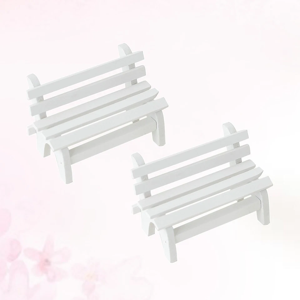  2 PCS Mini Garden Bench Decorative Dollhouse Miniature Porch Chair Maniature
