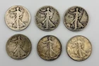 Lot of 6 United States Walking Liberty Half Dollar 1917-1945