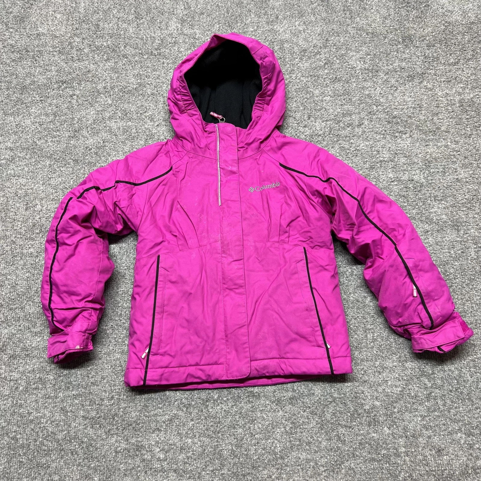 Columbia Jacket Youth XXS 4/5 Pink Omni-Heat Hooded Insulated Ski Snow Winter