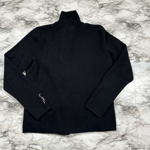 Lauren Ralph Lauren Sweatshirt Womens Size M Black Full-Zip & Snap ZipPocketsEUC - Picture 8 of 11