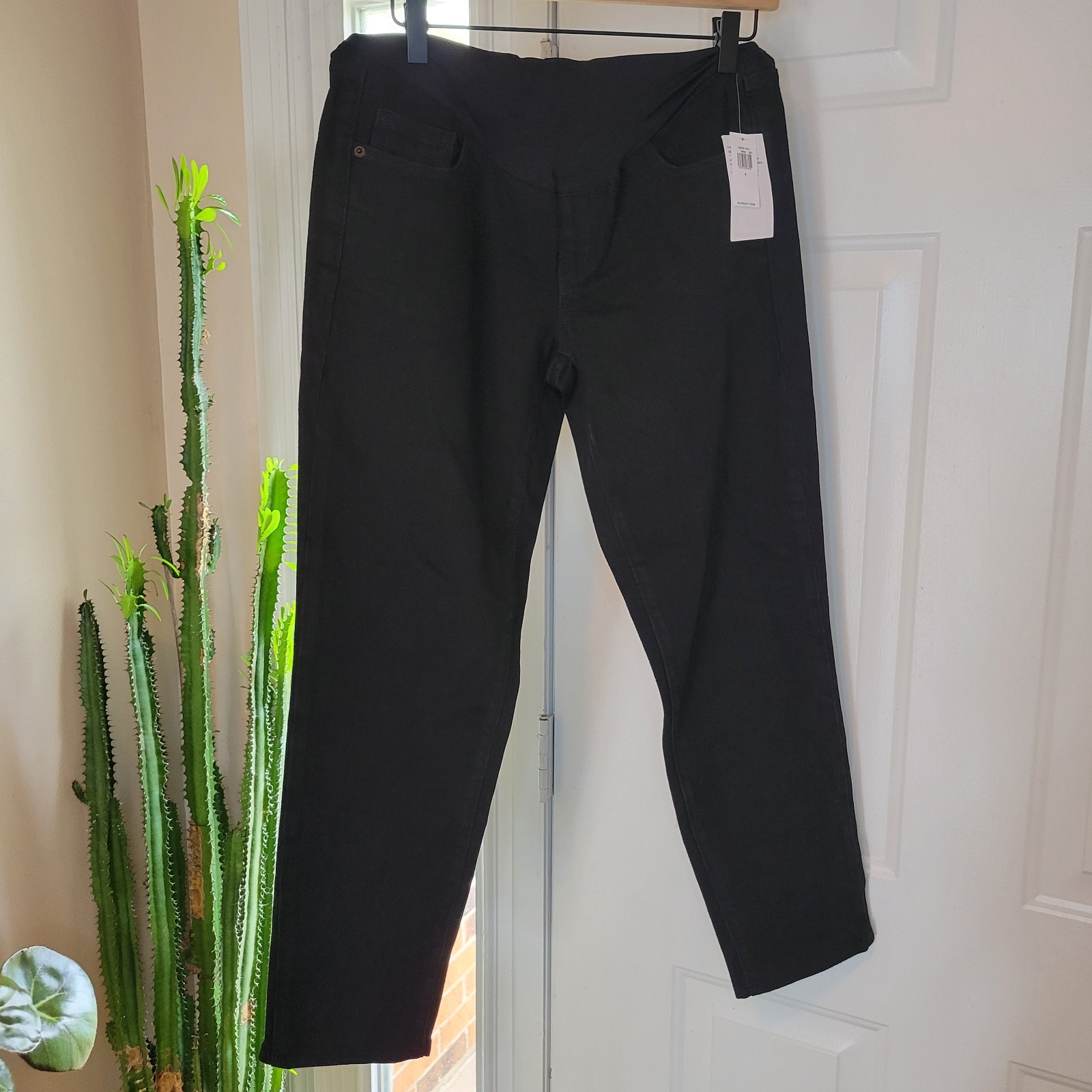NWT Old Navy O.G. Straight Maternity Full Belly Panel Dark Black Jeans, Size 8