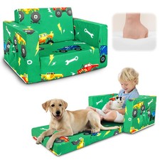 Kids Couch, 2-in-1 Kids Fold Out Sofa, Convertible Toddler Couch to Lounger f