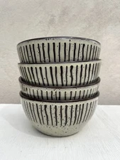 Set of 4 Over and Back Cereal Soup Bowls "Back to Origins” Tan Brown Speckled