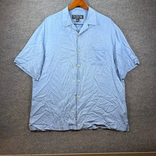 Nat Nast Luxury Originals Camp Shirt Men's XL Blue Button Up 100 Silk Casual