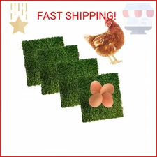 PINVNBY 4 Pcs Chicken Nesting Box Pads,12"x12" Washable Artificial Grass Rug Car