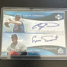 Luis Tiant / Carlos Zambrano 2005 UD Reflections Dual BLUE AUTO /35 CUBS RED SOX