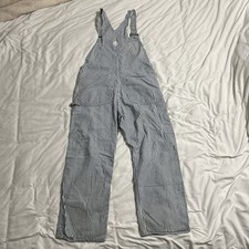 Vintage 60s Union Made Big Mac Jc Penney Stripped Denim Overalls 37x28in