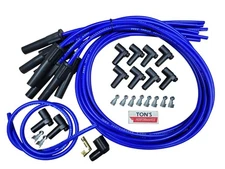 Ton's 180* Blue 8mm Silicone Spark Plug Wires Universal Chevy GM HEI distributor
