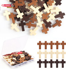 1 Box 50/120/200 PCS Small Wooden Cross 3 Colors, Natural Pocket Prayer Crosses