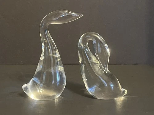 Steuben Glass Preening Goose And Gander