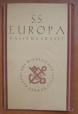 EUROPA (North German Lloyd) 1937 Third Class Passenger List
