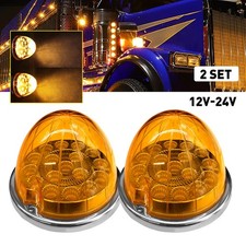 Amber Watermelon Clear LED Marker Lens Turn Signal 2PC Light Clearance w/ Base