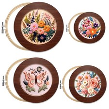 8 Pcs Wood Embroidery Frames for Display 4, 6, 8, 10 Inch with Round Embroide...