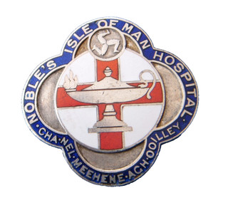 Vintage NOBLE'S HOSPITAL ISLE OF MAN Nurse Nursing enamel badge named