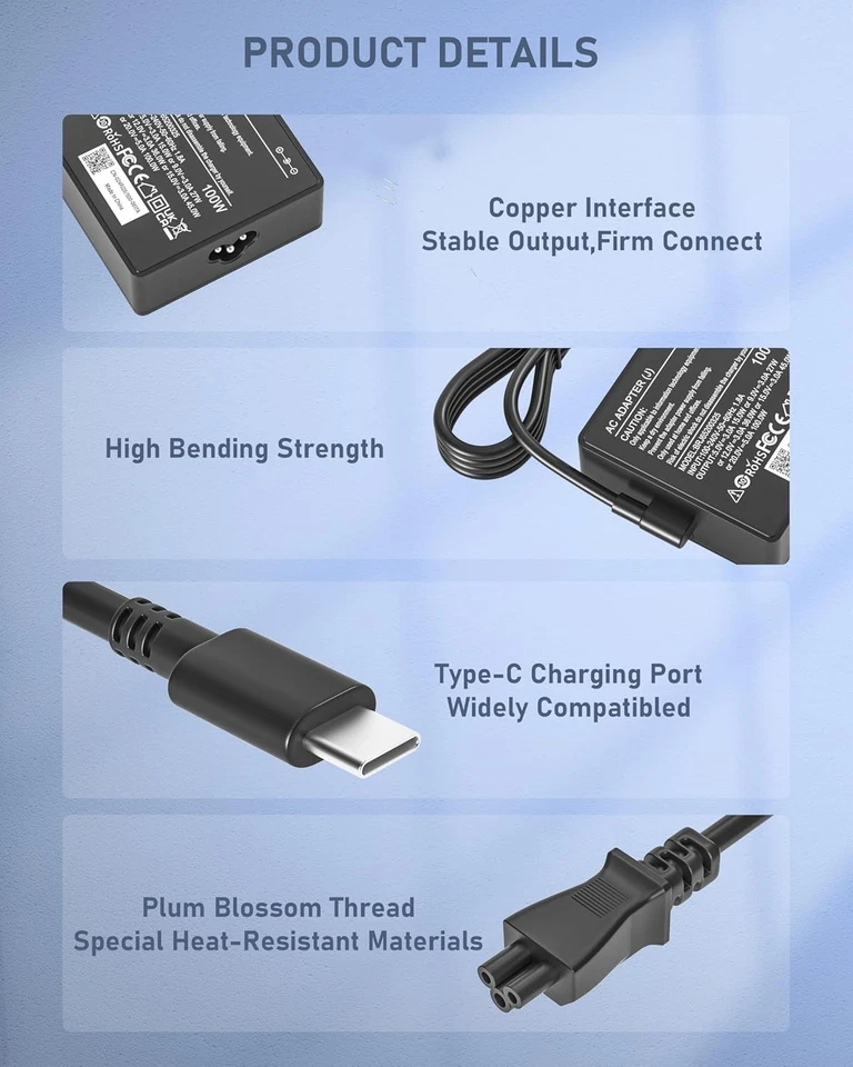 Cargador USB C 100W 65W para Asus ROG Ally X Z1 Ally Dock ROG Flow X13 Z13 GV301 Foto 3 de 4