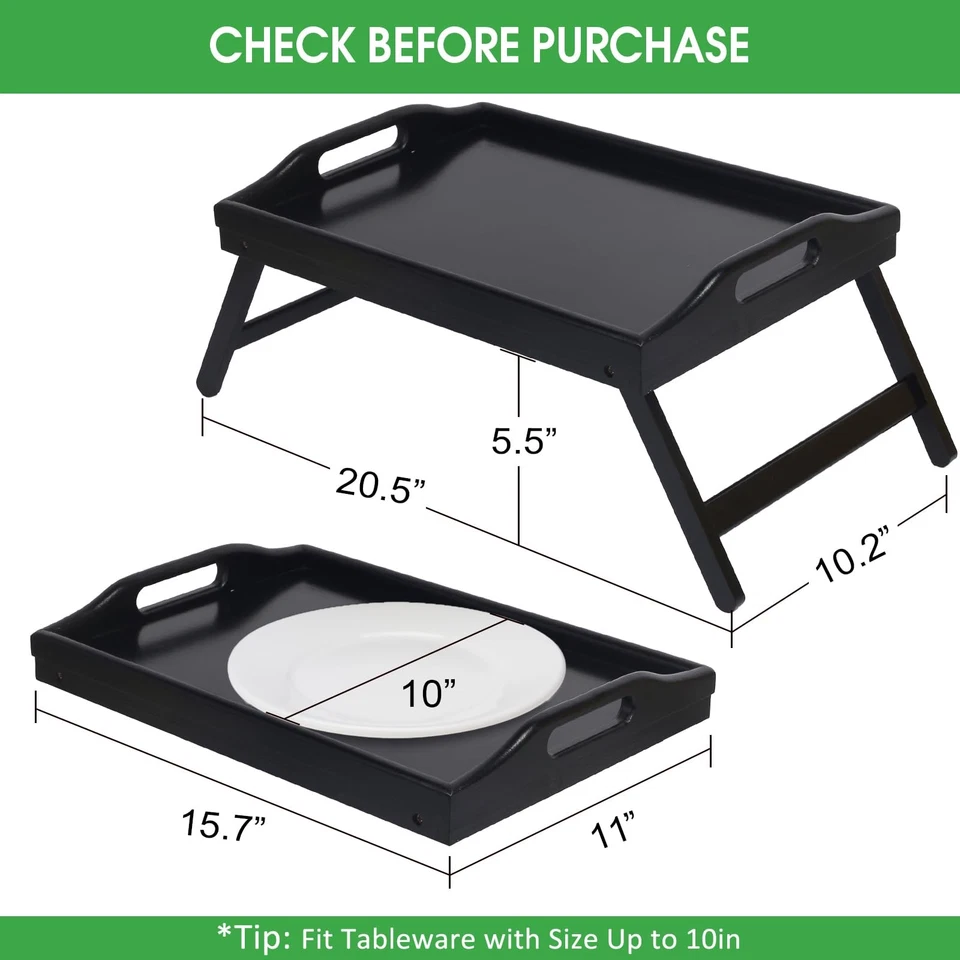 Betttablett zusammenklappbare Beine mit Griffen Frühstückstablett für Sofa Es... - Bild 2 von 4