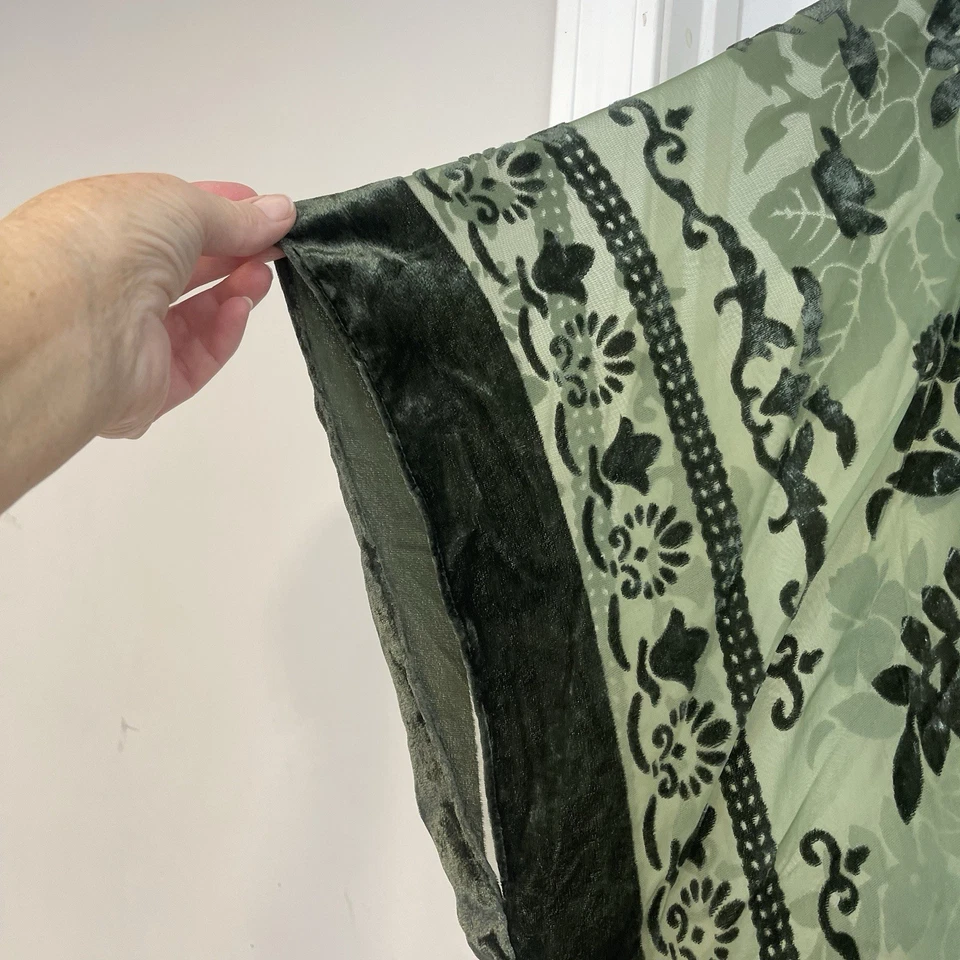 Free People Nightbird Burn Out Kimono One Size Tassels Sheer Green Boho Festival - Image 4 of 4