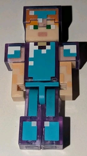 Minecraft Alex Diamond 3" Action Figure Toy Transparent Clear Blue Armor HTF EUC