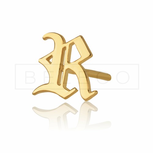 Old English Font Jewelry Initial Stud Earring Custom Letters Earrings Gift - Picture 10 of 10