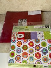 Photo Scrapbook Album  Design Paper Pack Photo Slot Red 12"x12" 10pg w/ Covers