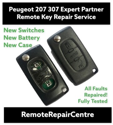 Citroen Berlingo Dispatch Peugeot Partner 2 button remote key fob case repair