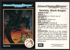 1991 TSR AD&D Gold Dungeons & Dragons RPG Fantasy Art Card #44 ~ Black Dragon