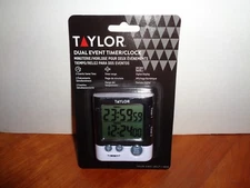 Taylor Dual Event Large Display Digital Kitchen Timer With Magnetic Back & Clip
