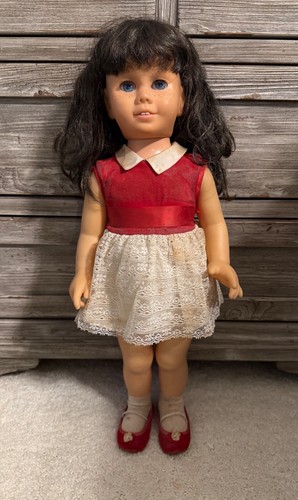 1960’s Mattel Chatty Cathy Dark Hair Freckles Original Dress String No Voice