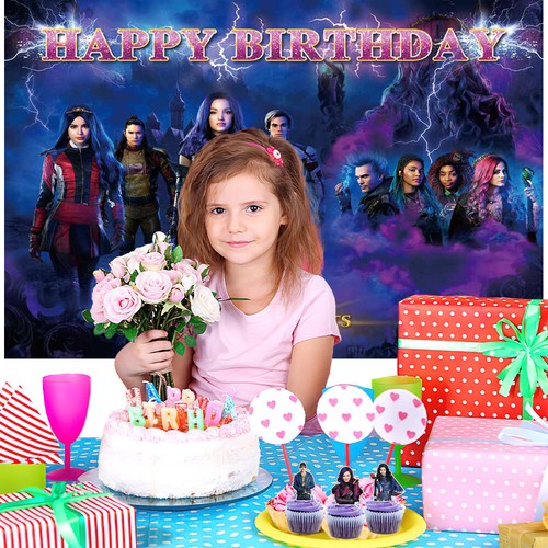 Descendants Party Supplies Party Decoration Set Balloons Cake Toppers Banner - Picture 6 of 7
