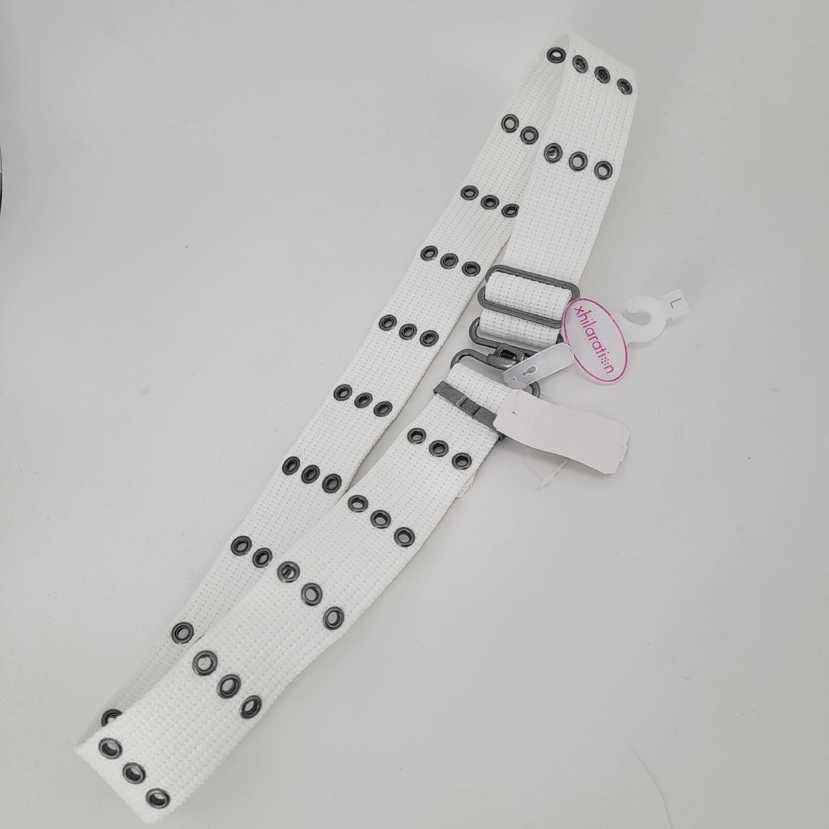 Womens Xhileration White Belt Size L Metal Holes Punk Goth Emo | eBay