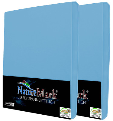 2er NATUREMARK JERSEY SPANNBETTLAKEN BAUMWOLLE SPANNBETTUCH 100 120 140 180 220