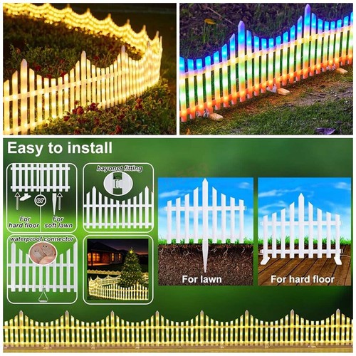 2025 ALL-NEW Solar Powered Garden Fence Lights Outdoor Picket Border Xmas Lamp - Picture 8 of 29