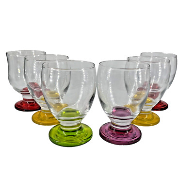 Circleware Footed Cordial Dessert Drinking Glasses Multi Color Set of 6 Boxed