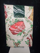 Hometrends Christmas Vintage Vinyl,flannel Back Tablecloth 52x70 In