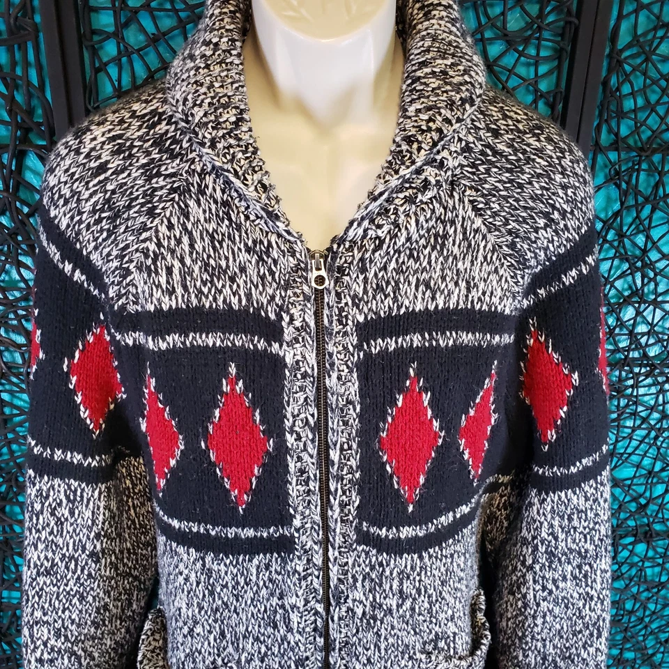 SUÉTER AZTECA AMERICAN EAGLE PARA HOMBRE GRANDE CREMALLERA COMPLETA CHAL GRUESO SUROESTE CHIC Foto 2 de 4