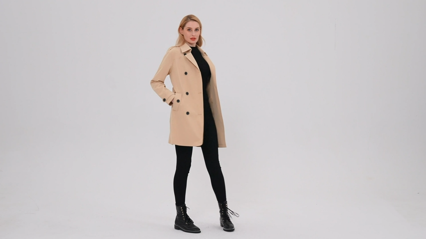 Wantdo Women's Trench Coat Waterproof Double-Breasted Classic