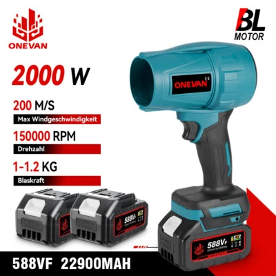 ONEVAN Akku Bläser Gebläse Turbogebläse Mini Turbo Luftgebläse Brushless Für Makita 18V