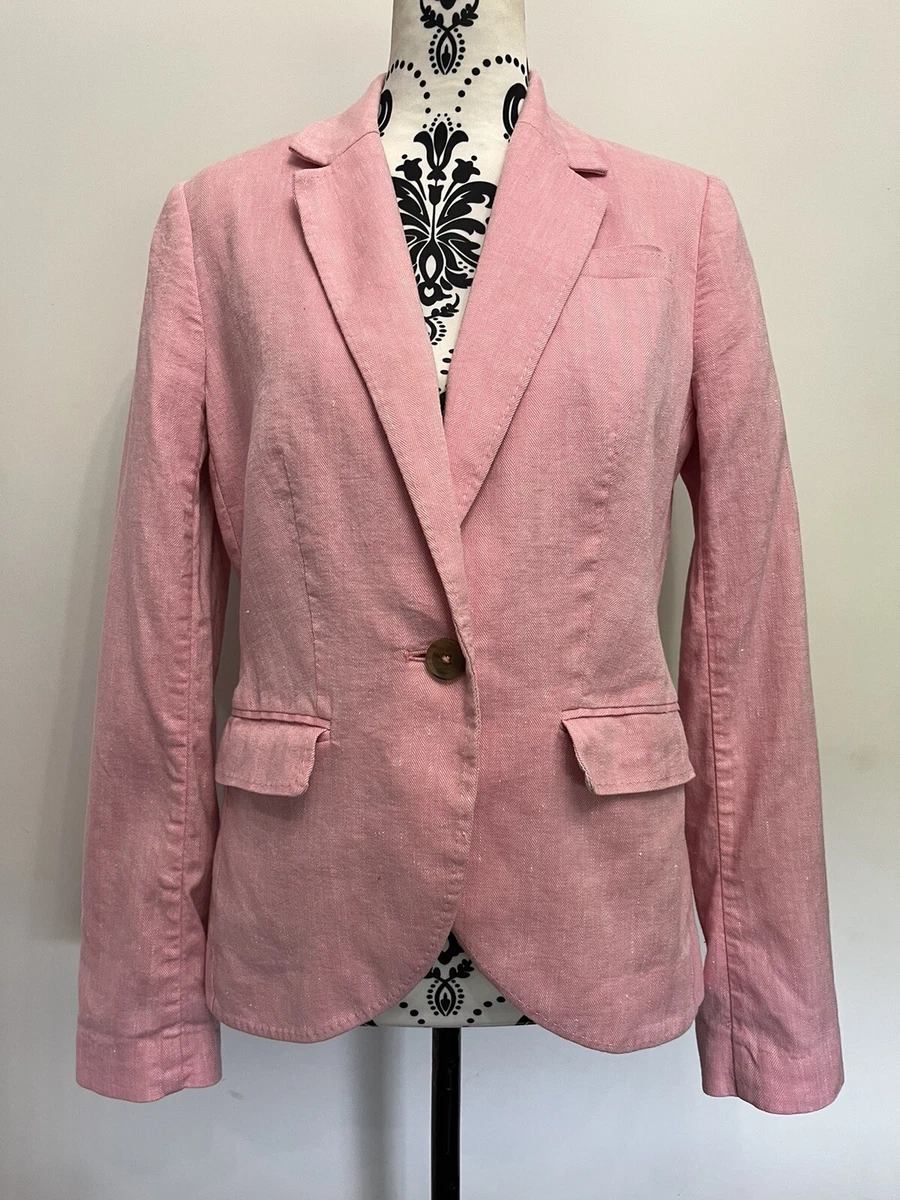 Joules Womens Tayla Pink Linen Cotton Lined Blazer Jacket Size 12 Fab Cond