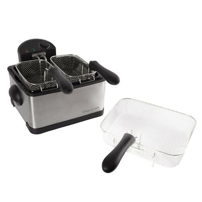 New Large Chef Buddy Electric Deep Fryer 4 Liters 3 Baskets Hot Oil Cooker