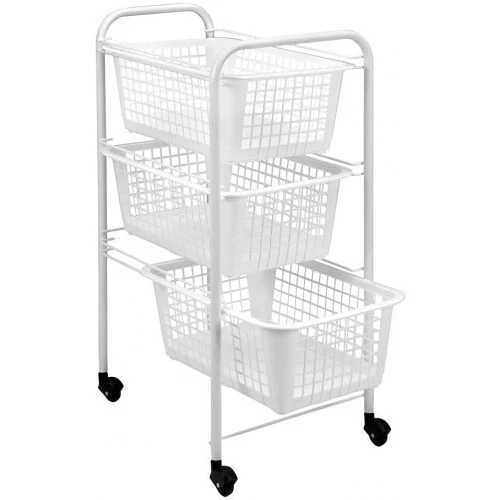 Carrello Portatutto LEKY In Metallo Bianco – 3 Ripiani, Con Ruote, Per Cucina, Bagno O Camera - 2